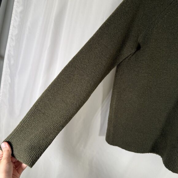 J. Crew Wool Blend Sweater Women's Small Green Knit Long Sleeve Open Back - Picture 7 of 12